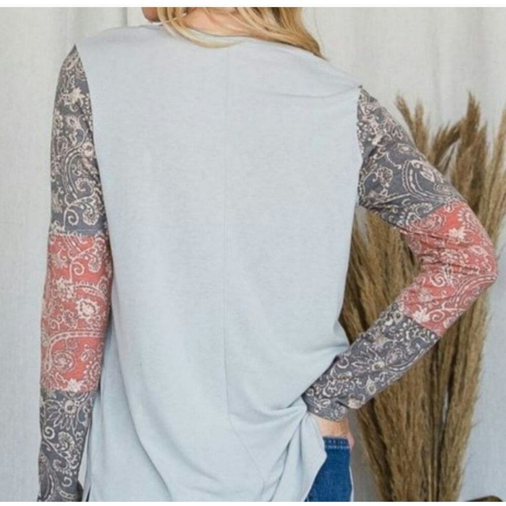 Jade by Jane Plus Size Vintage Print Long Sleeve Blouse - Picture 2 of 4
